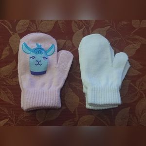 GIRL LLAMA MITTEN 2 PACK PINK & WHITE ACCESORY ONE SIZE FIT